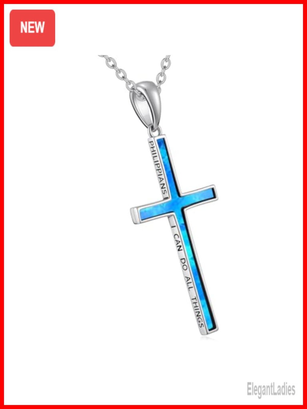 925 Sterling Silver Cross Necklace Philippians 4:13 Pendant